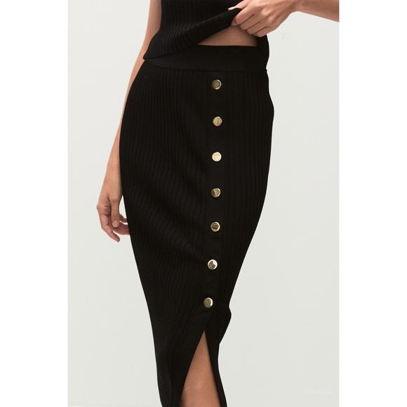 NEW VERONICA BEARD tanner knit midi skirt in black
